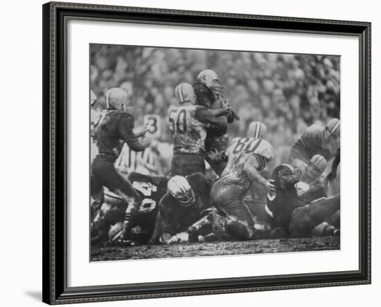 The Packers in Light Jerseys, and the Browns in the Dark-Art Rickerby-Framed Premium Photographic Print