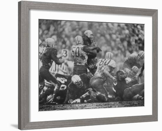 The Packers in Light Jerseys, and the Browns in the Dark-Art Rickerby-Framed Premium Photographic Print