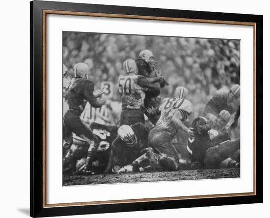 The Packers in Light Jerseys, and the Browns in the Dark-Art Rickerby-Framed Premium Photographic Print