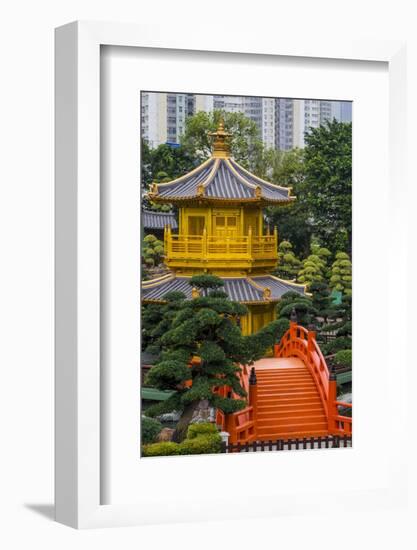 The pagoda at the Chi Lin Nunnery and Nan Lian Garden, Kowloon, Hong Kong, China.-Michael DeFreitas-Framed Photographic Print