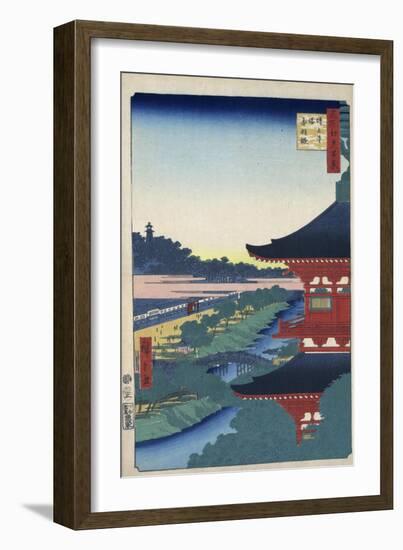 The Pagoda at Zojoji Temple at Akabane (One Hundred Famous Views of Ed), 1856-1858-Utagawa Hiroshige-Framed Giclee Print