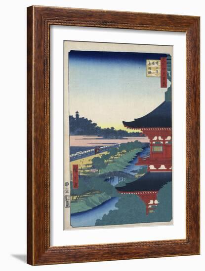 The Pagoda at Zojoji Temple at Akabane (One Hundred Famous Views of Ed), 1856-1858-Utagawa Hiroshige-Framed Giclee Print