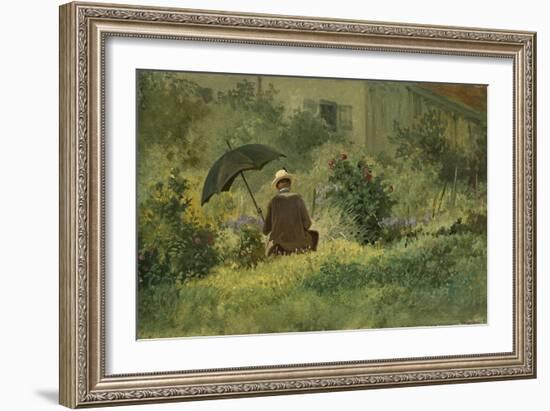 The Painter in the Garden, C.1860 (Oil on Canvas)-Carl Spitzweg-Framed Giclee Print