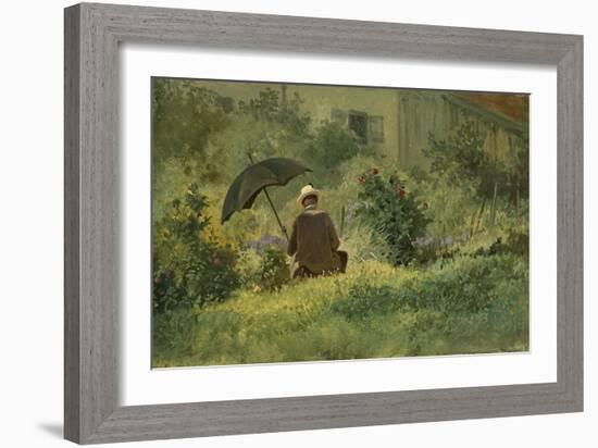 The Painter in the Garden, C.1860 (Oil on Canvas)-Carl Spitzweg-Framed Giclee Print