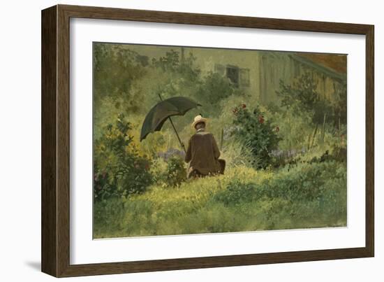 The Painter in the Garden, C.1860 (Oil on Canvas)-Carl Spitzweg-Framed Giclee Print