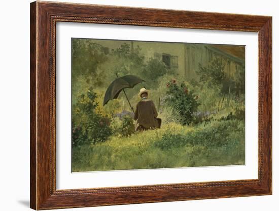 The Painter in the Garden, C.1860 (Oil on Canvas)-Carl Spitzweg-Framed Giclee Print