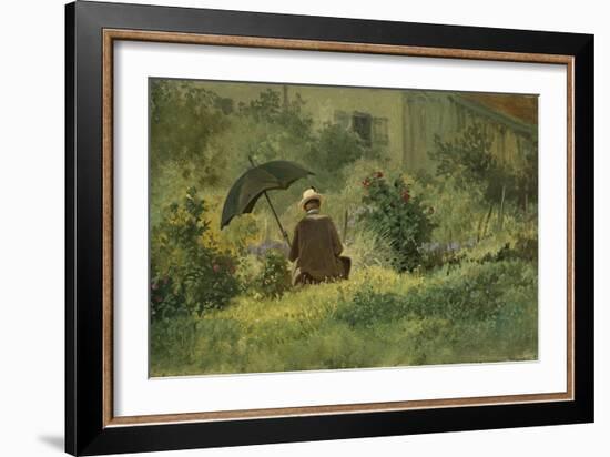 The Painter in the Garden, C.1860 (Oil on Canvas)-Carl Spitzweg-Framed Giclee Print