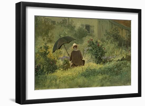 The Painter in the Garden, C.1860 (Oil on Canvas)-Carl Spitzweg-Framed Giclee Print