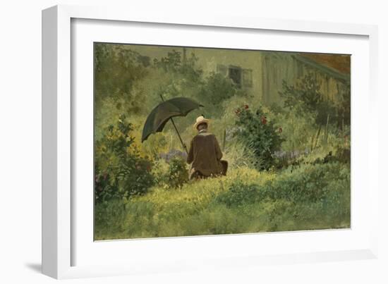 The Painter in the Garden, C.1860 (Oil on Canvas)-Carl Spitzweg-Framed Giclee Print