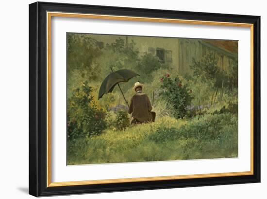 The Painter in the Garden, C.1860 (Oil on Canvas)-Carl Spitzweg-Framed Giclee Print