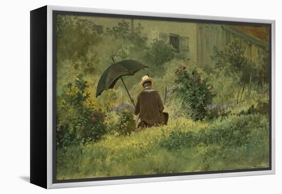 The Painter in the Garden, C.1860 (Oil on Canvas)-Carl Spitzweg-Framed Premier Image Canvas