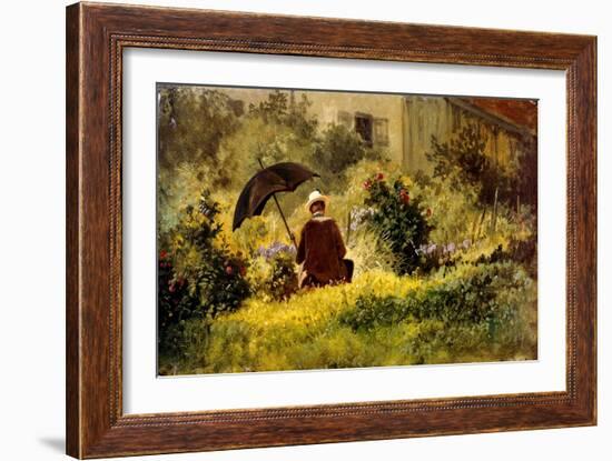 The Painter in the Garden-Carl Spitzweg-Framed Giclee Print