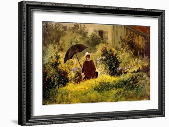 The Painter in the Garden-Carl Spitzweg-Framed Giclee Print