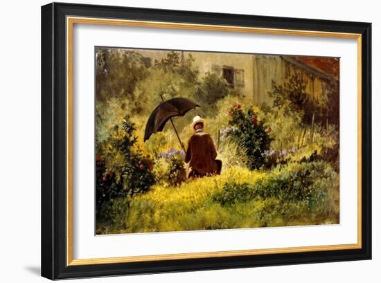 The Painter in the Garden-Carl Spitzweg-Framed Giclee Print