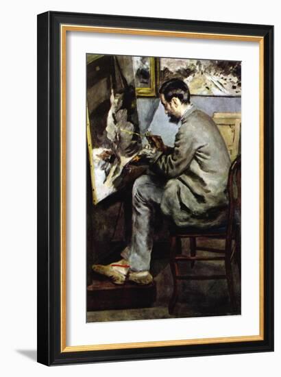 The Painter In The Studio of Bazille-Pierre-Auguste Renoir-Framed Art Print