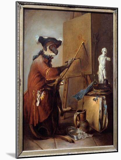 The Painter Monkey. Representation of a Monkey in Man's Posture. Painting by Jean Baptiste Simeon C-Jean-Baptiste Simeon Chardin-Mounted Giclee Print
