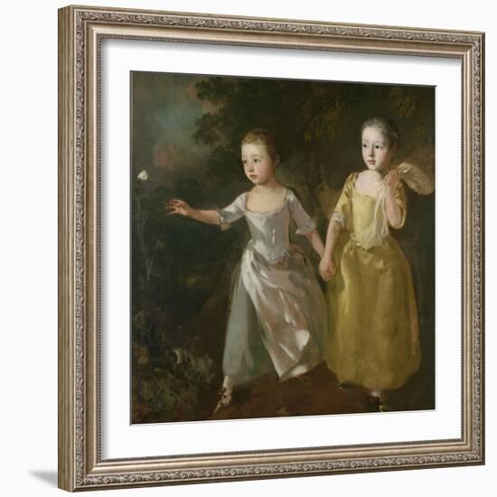 The Painter's Daughters Chasing a Butterfly, C.1759-Thomas Gainsborough-Framed Giclee Print