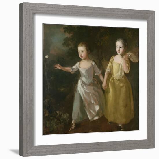 The Painter's Daughters Chasing a Butterfly, C.1759-Thomas Gainsborough-Framed Giclee Print