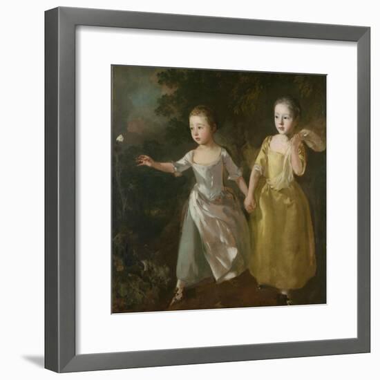 The Painter's Daughters Chasing a Butterfly, C.1759-Thomas Gainsborough-Framed Giclee Print