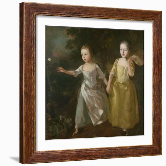 The Painter's Daughters Chasing a Butterfly, C.1759-Thomas Gainsborough-Framed Giclee Print