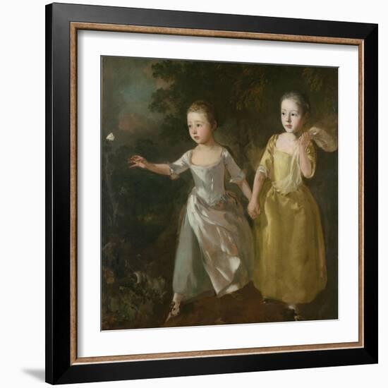 The Painter's Daughters Chasing a Butterfly, C.1759-Thomas Gainsborough-Framed Giclee Print