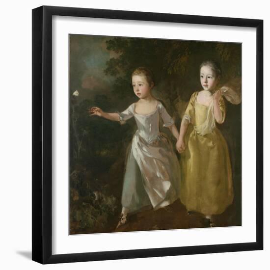 The Painter's Daughters Chasing a Butterfly, C.1759-Thomas Gainsborough-Framed Giclee Print