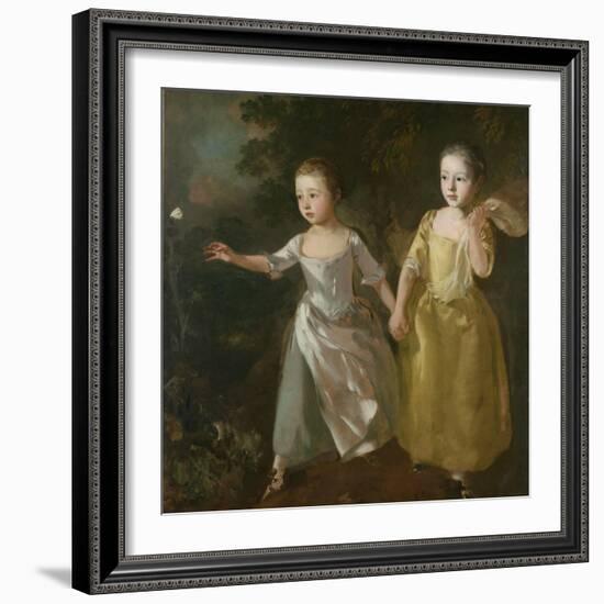 The Painter's Daughters Chasing a Butterfly, C.1759-Thomas Gainsborough-Framed Giclee Print