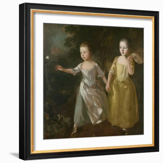 The Painter's Daughters Chasing a Butterfly, C.1759-Thomas Gainsborough-Framed Giclee Print