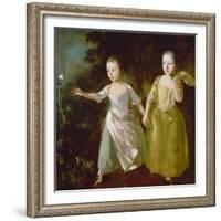 The Painter's Daughters Chasing a Butterfly. Probably About 1756-Thomas Gainsborough-Framed Giclee Print