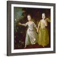 The Painter's Daughters Chasing a Butterfly. Probably About 1756-Thomas Gainsborough-Framed Giclee Print