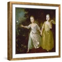 The Painter's Daughters Chasing a Butterfly. Probably About 1756-Thomas Gainsborough-Framed Giclee Print