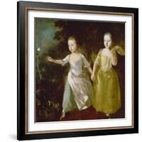 The Painter's Daughters Chasing a Butterfly. Probably About 1756-Thomas Gainsborough-Framed Giclee Print