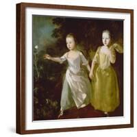 The Painter's Daughters Chasing a Butterfly. Probably About 1756-Thomas Gainsborough-Framed Giclee Print