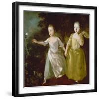 The Painter's Daughters Chasing a Butterfly. Probably About 1756-Thomas Gainsborough-Framed Giclee Print