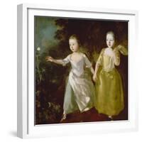 The Painter's Daughters Chasing a Butterfly. Probably About 1756-Thomas Gainsborough-Framed Giclee Print