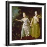 The Painter's Daughters Chasing a Butterfly. Probably About 1756-Thomas Gainsborough-Framed Giclee Print