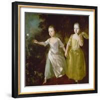 The Painter's Daughters Chasing a Butterfly. Probably About 1756-Thomas Gainsborough-Framed Giclee Print