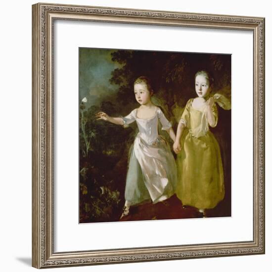 The Painter's Daughters Chasing a Butterfly. Probably About 1756-Thomas Gainsborough-Framed Giclee Print