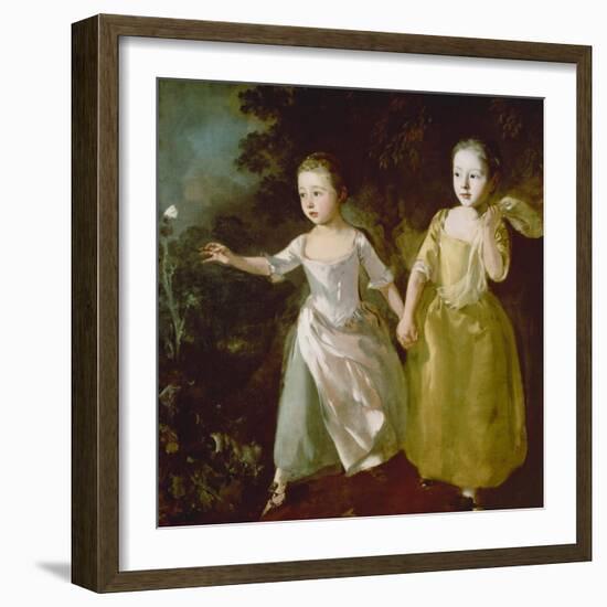 The Painter's Daughters Chasing a Butterfly. Probably About 1756-Thomas Gainsborough-Framed Giclee Print