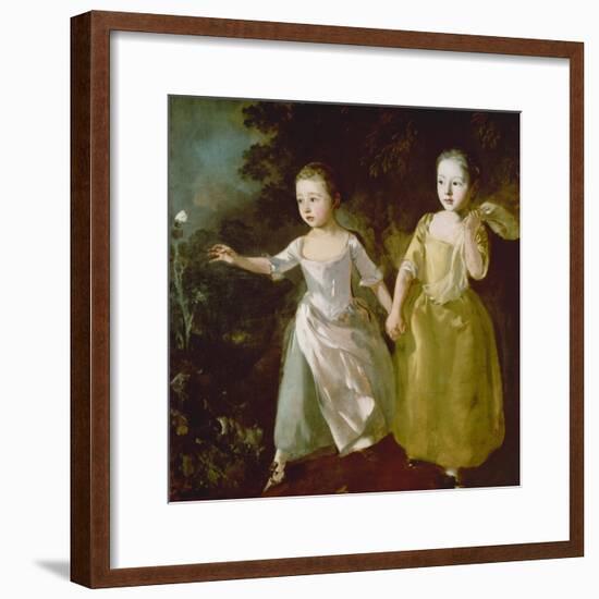 The Painter's Daughters Chasing a Butterfly. Probably About 1756-Thomas Gainsborough-Framed Giclee Print