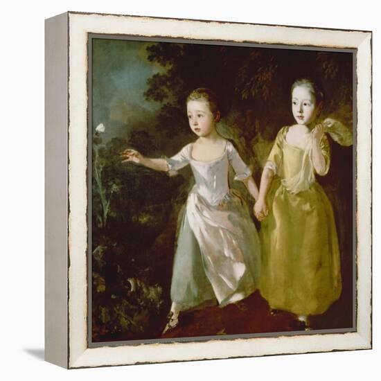 The Painter's Daughters Chasing a Butterfly. Probably About 1756-Thomas Gainsborough-Framed Premier Image Canvas