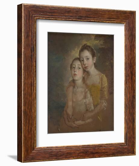 The Painter's Daughters with a Cat, C.1760-61-Thomas Gainsborough-Framed Giclee Print