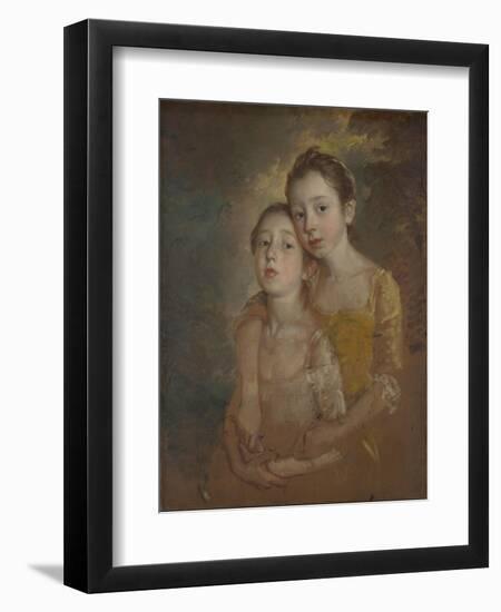 The Painter's Daughters with a Cat, C.1760-61-Thomas Gainsborough-Framed Giclee Print