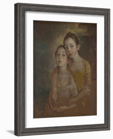 The Painter's Daughters with a Cat, Ca 1760-Thomas Gainsborough-Framed Giclee Print