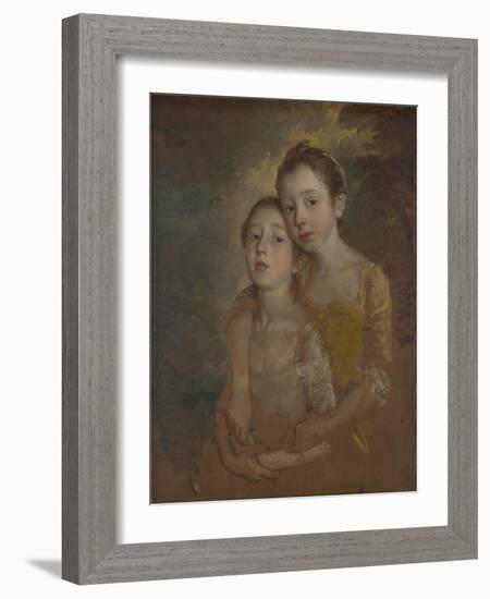 The Painter's Daughters with a Cat, Ca 1760-Thomas Gainsborough-Framed Giclee Print