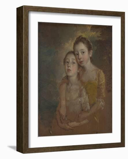 The Painter's Daughters with a Cat, Ca 1760-Thomas Gainsborough-Framed Giclee Print