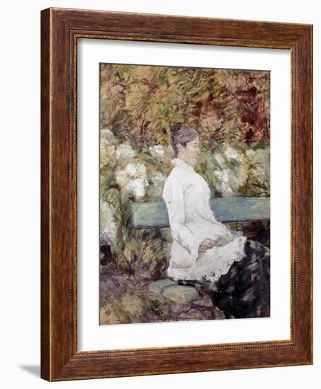 The Painter's Mother in a Garden), 1883 (Oil on Canvas)-Henri de Toulouse-Lautrec-Framed Giclee Print