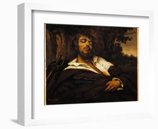 The Painter's Self-Portrait Wounds. (Oil on Canvas, 1866)-Gustave Courbet-Framed Giclee Print