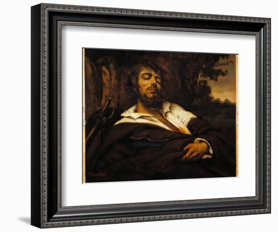 The Painter's Self-Portrait Wounds. (Oil on Canvas, 1866)-Gustave Courbet-Framed Giclee Print