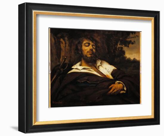 The Painter's Self-Portrait Wounds. (Oil on Canvas, 1866)-Gustave Courbet-Framed Giclee Print